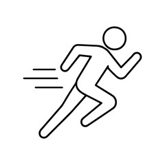 Running Outline Icon Vector – Fast Athlete Motion Clipart for Sports Design