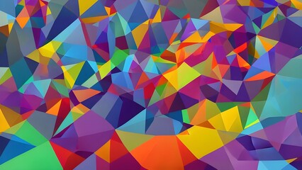 Abstract geometric pattern with colorful triangles and squares creates a seamless vector mosaic for a modern wallpaper design
