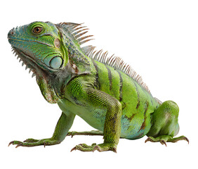 Obraz premium Iguana with vibrant scales isolated on transparent background