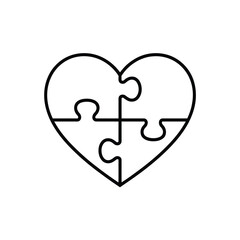 Heart Puzzle Outline Love Connection and Interlocking Pieces Illustration