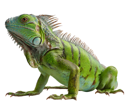 Iguana with vibrant scales isolated on transparent background
