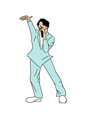 マイクを持って歌いながら踊るアーティスト　png