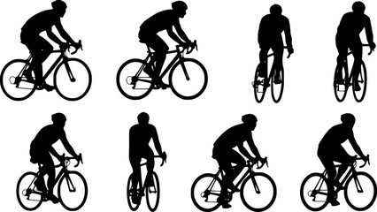 silhouette Drawing of a cyclist on a white background vector
