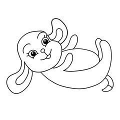 funny puppy lying on back, cute pet and relax, black outline