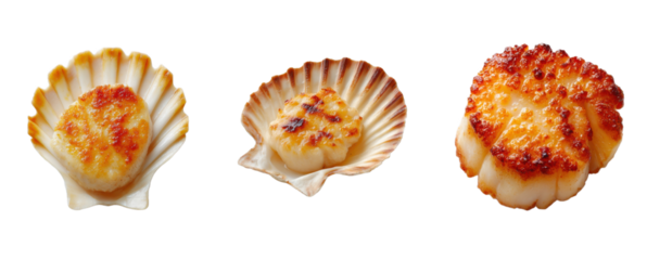Seared scallops served in shells. Seafood, delicacy, appetizer, gourmet, restaurant, fine dining, food photography, culinary, seafood dish, elegant, cuisine, fresh.