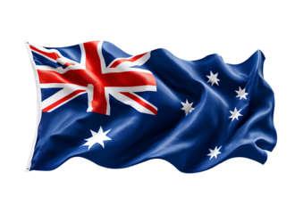 Front view of Australian flag isolated on transparent background