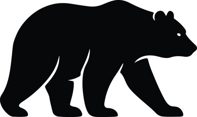 Silhouette bear walking wildlife animal simple black shape Vector Illustrator