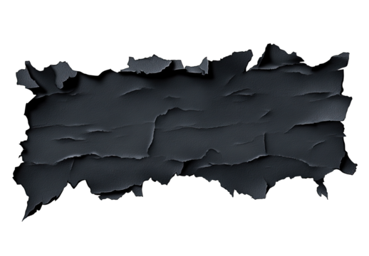 Dark gray, textured rectangle, ripped edges, on black background