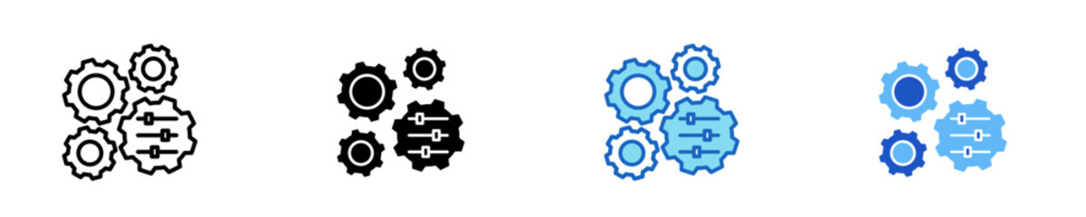 Gear Settings  Icon Set Multiple Style Collection
