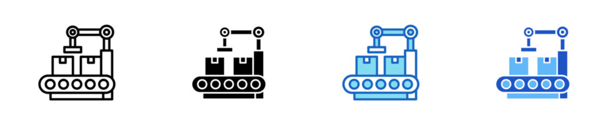Obraz premium Conveyor Belt Icon Set Multiple Style Collection