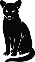 Silhouette black cat sitting pose elegant pet vector illustrator