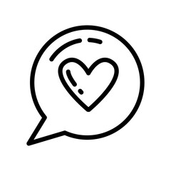 Chat bubble love icon thick line