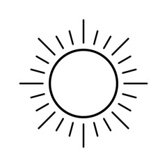 Minimalistic sun icon with radiating rays, representing light and warmth.
