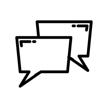 Rounded double chat box icon thick line