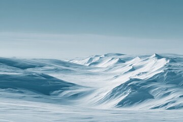 Naklejka premium Snowy mountains, vast landscape, icy blue