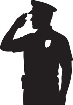 black silhouette police officer saluting clip art preview