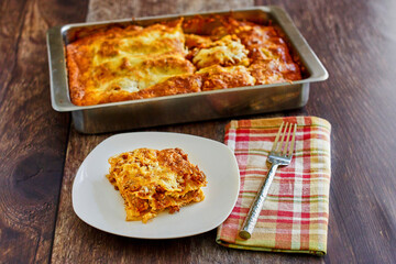 pan of homemade lasagna