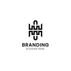 Obraz premium Simple iconic typography H MHW modern logo.