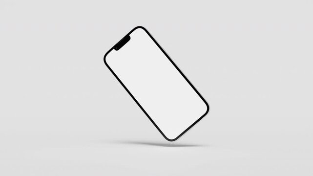 Animated 3D floating smartphone mockup with blank screen on white background, for app or website showcase