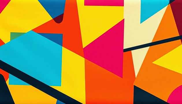Vibrant, abstract geometric textile print with bold color blocks and dynamic shapes,   repeat,  seamless