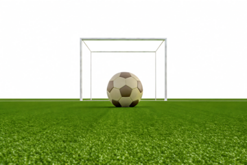 Soccer ball in stadium goal isolated on a transparent background football field