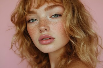 Naklejka premium Close-up portrait of a woman with highlighted features.