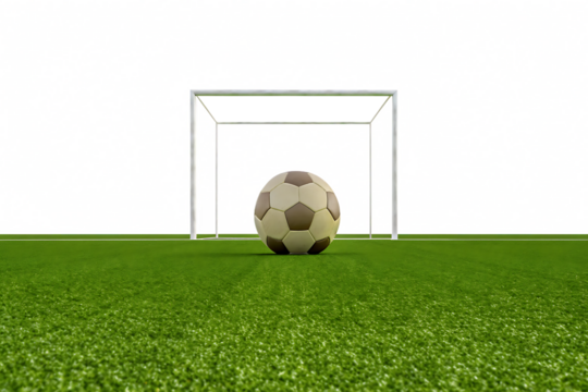 Soccer ball in stadium goal isolated on a transparent background football field