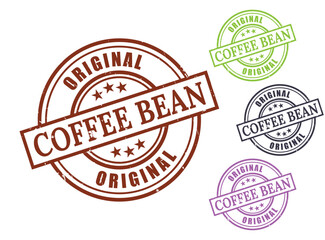 Original Coffee Bean Grunge Rubber Stamp Vector Set for Packaging and Branding Design  