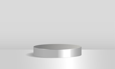 Grey glossy podium for product presentation.