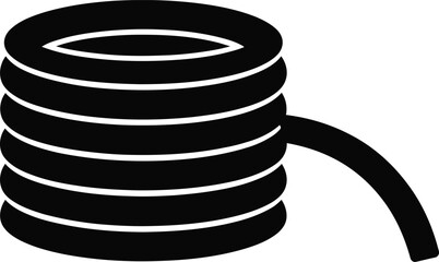 A simple black semitruck is facing right on a white background