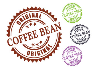 Obraz premium Original Coffee Bean Logo Stamp Collection, Rustic Coffee Branding Vector Set 