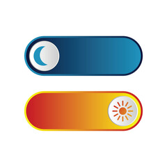 vector illustration of day and night mode switch button with moon and sun icons. modern design with blue and orange gradients