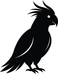 Elegant Black Cockatoo Silhouette Vector Design 