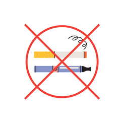 no smoking or vaping sign – vector illustration of anti-smoking symbol, public health warning icon, tobacco ban label, quit smoking concept, minimal flat design for posters, stickers, infographics