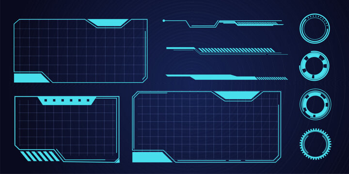 Hud frame futuristic ui frame, line abstract interface menu. Tech cyberspace border sci fi design element. Set modern board dashboard panel, gui.
