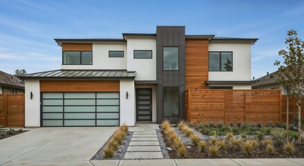 Contemporary Residential Architecture with Clean Lines and Neutral Tones in Daylight