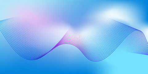 Abstract blue gradient background with shining lines waves. Minimalist background for banner, poster, cover, brochure, flyer, website