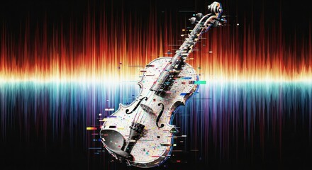 Violin with soundwave visualization digital art