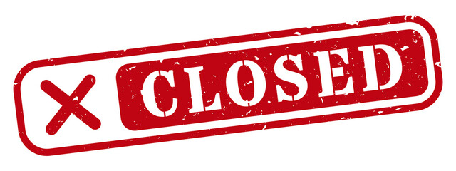 Closed icon red rubber stamp rectangle grunge texture