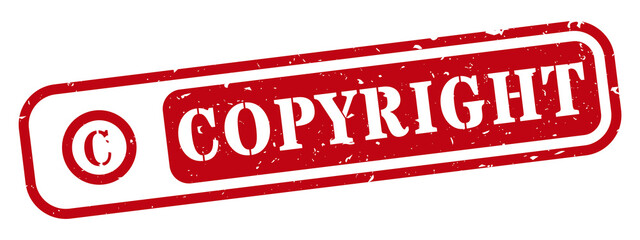 Copyright icon red rubber stamp rectangle grunge texture