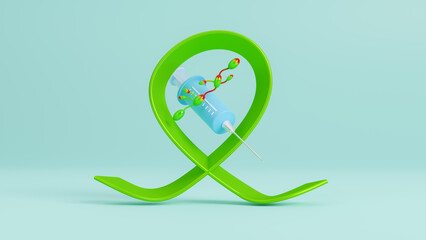 World Lymphoma Awareness Day on September 15th is dedicated to informing the public about cancers of the lymphatic system. Green ribbon. World mental health day, world kidney day. 3d rendering