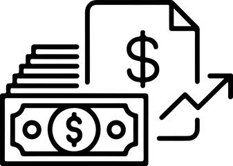 Financial growth represented by stacked money and upward trending graph with dollar sign