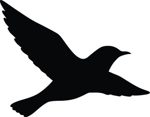 Silhouette of bird flying in black and white Vector Illustrator