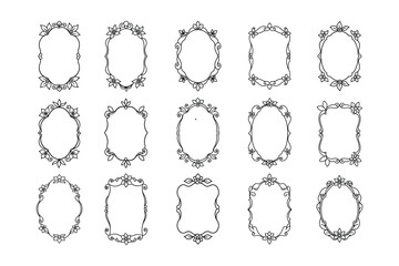 Elegant Round Frames and Decorative Borders Vector Illustration on White Background