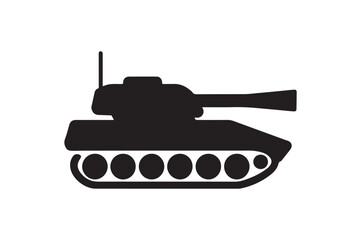 Army Tank icon silhouette vector with white background