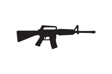 Gun Rifle icon silhouette vector with white background