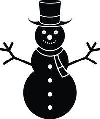 Happy snowman silhouette vector illustration winter holiday