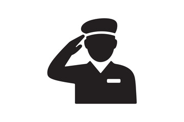 Obraz premium Military Salute icon silhouette vector with white background