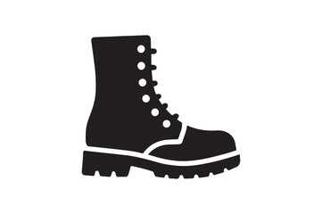 Army Boot icon silhouette vector with white background