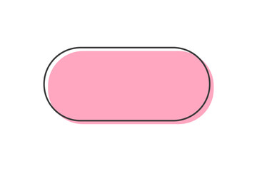 黒線が付いたカプセル型のピンク色の楕円形 - シンプルでおしゃれな横長のフレーム･あしらいの素材